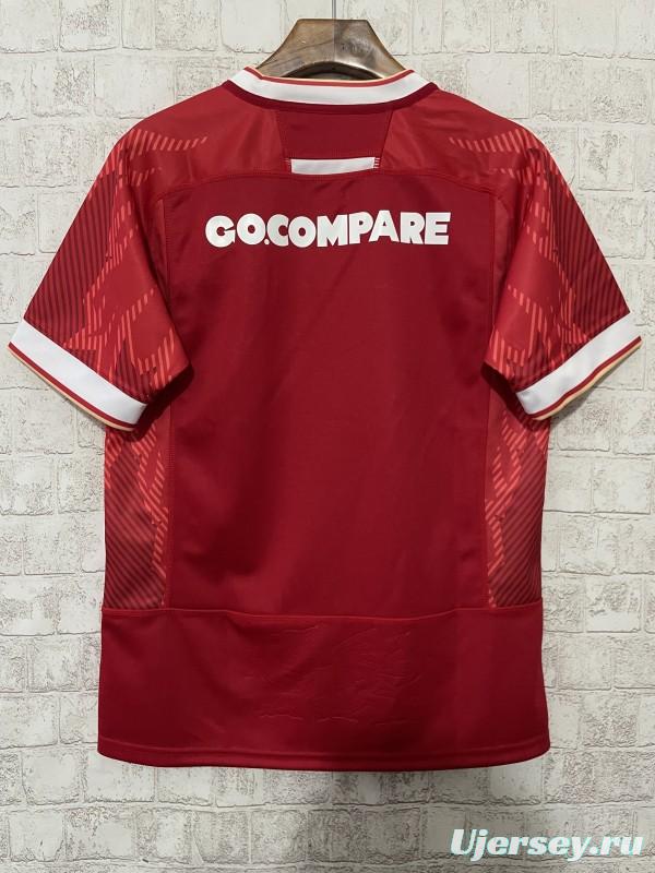 2025 Wales Red with Tonal Wave Pattern Home Jersey