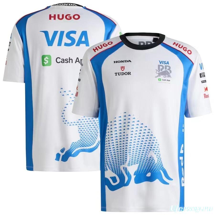 2026 F1 Red Bull Racing White with Blue Bull Graphic Polo