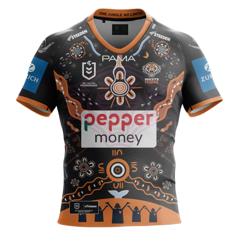 25/26 Wests Tigers Black with Indigenous Art Jersey