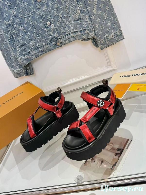 LV 2025/SS Latest High-End Fashion Versatile Sandals with Thick Sole Heightening and Slimming Effect - LY00