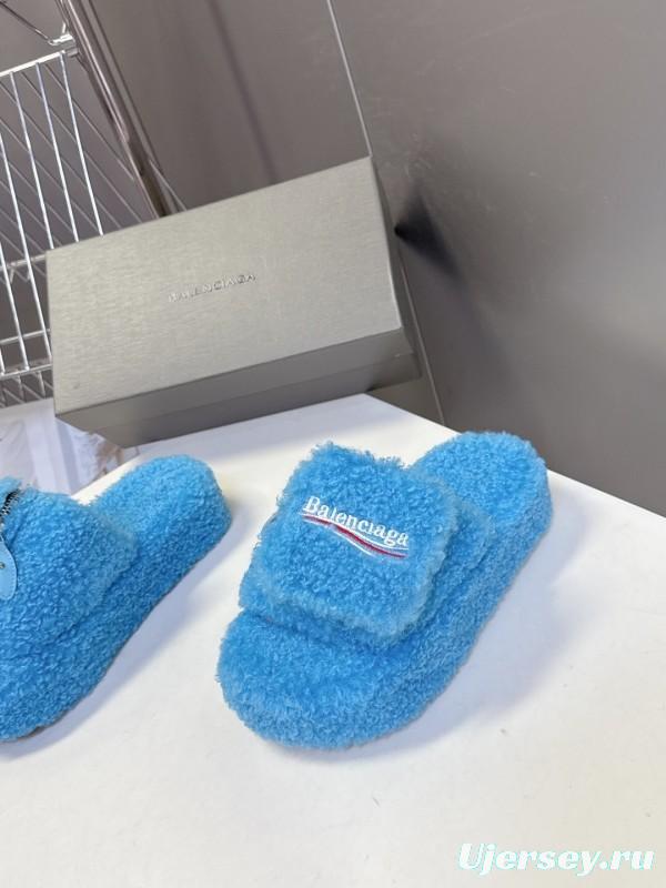 Balenciaga 2025 SS Couple Edition Coca-Cola Fur Slides - KFY00230