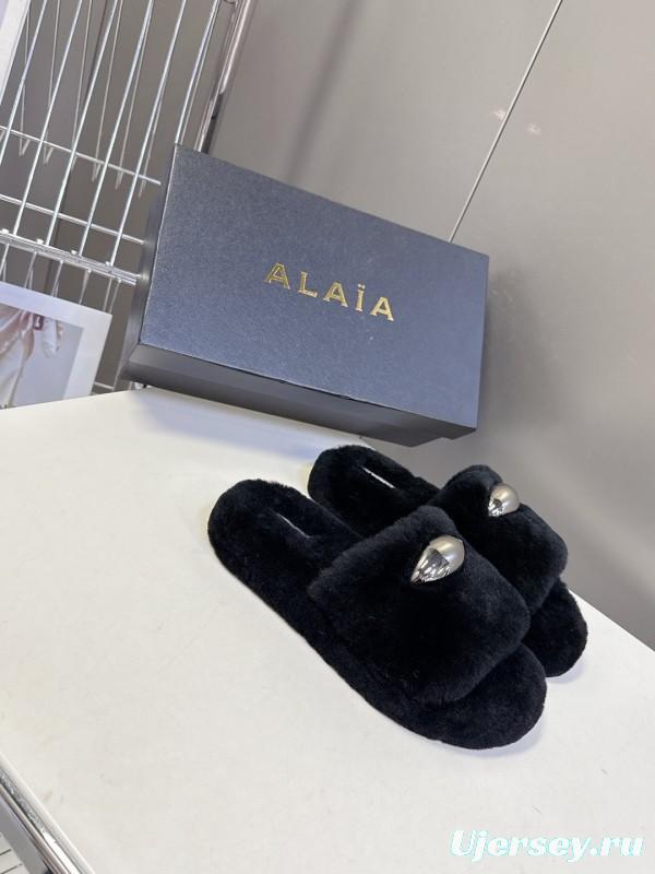 Alaïa Fall/Winter 2025 Fur Slippers - KFY00230