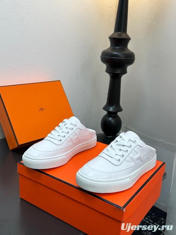 Hermès Deep Series Couple White Sneakers Casual Skate Shoes - AS00320