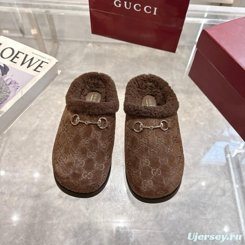 Gucci 2025 SS Autumn Winter New Suede Leather Horsebit Detail Women Wool Loafers - LY00260