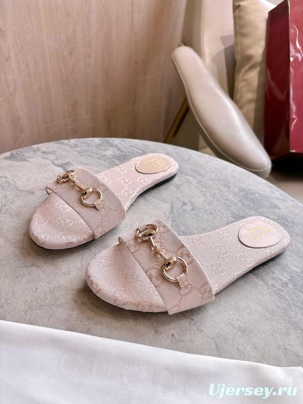 Gucci 2025/SS Leather Mule Sandals with Light Gold Hardware - LY00280