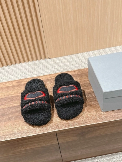 Balenciaga Paris World Limited Edition Series Embroidered Platform Shearling Slippers - AS00200