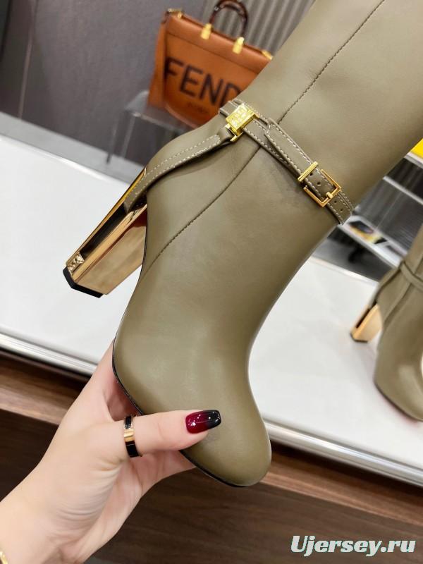 FENDI Delfina Round Toe Boots with FF Buckle - LY00520