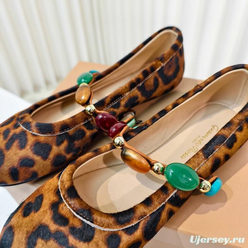 Gianvito Rossi Bohemian Style Turquoise Flat Ballet Shoes - LY00320