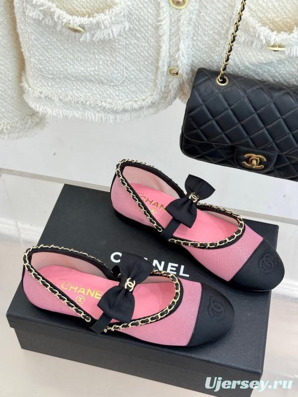 Chanel 2025 SS Hollow Chain Bow Mary Jane Shoes - KFY00290/KFY00300