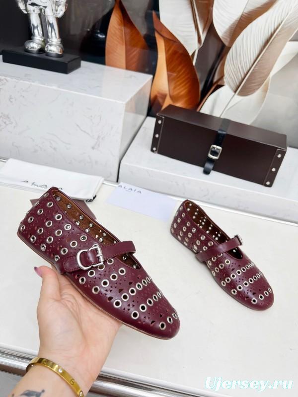 Alaia 2025/SS Perforated Ballet Flats - LY00320