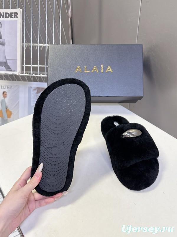 Alaïa Fall/Winter 2025 Fur Slippers - KFY00230