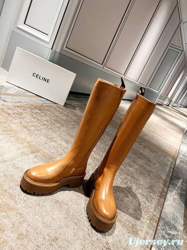 Celine 2025/ss Fall Winter Triomphe Side Zip Knee High Boots - L Y00420