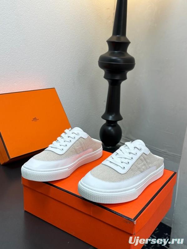 Hermès Deep Series Couple White Sneakers Casual Skate Shoes - AS00320