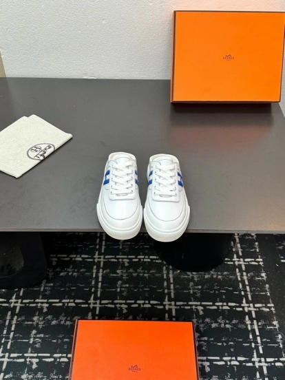 Hermès Deep Series Couple's White Sneakers Casual Skate Shoes - AS00320
