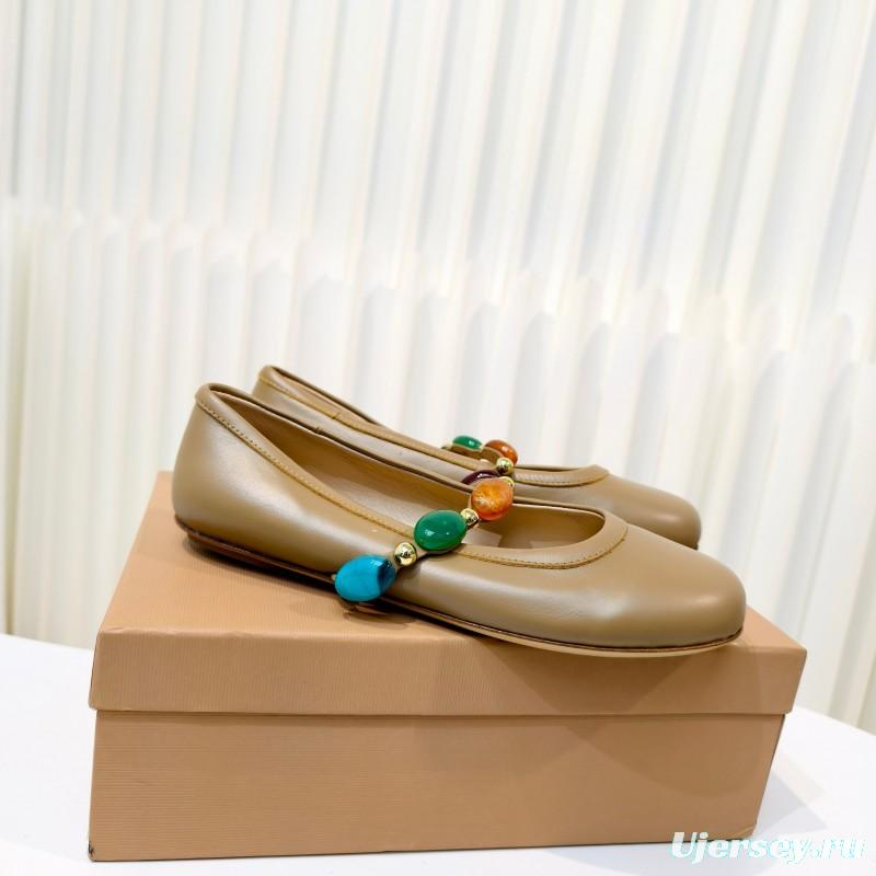 Gianvito Rossi Bohemian Style Turquoise Flat Ballet Shoes - LY00320