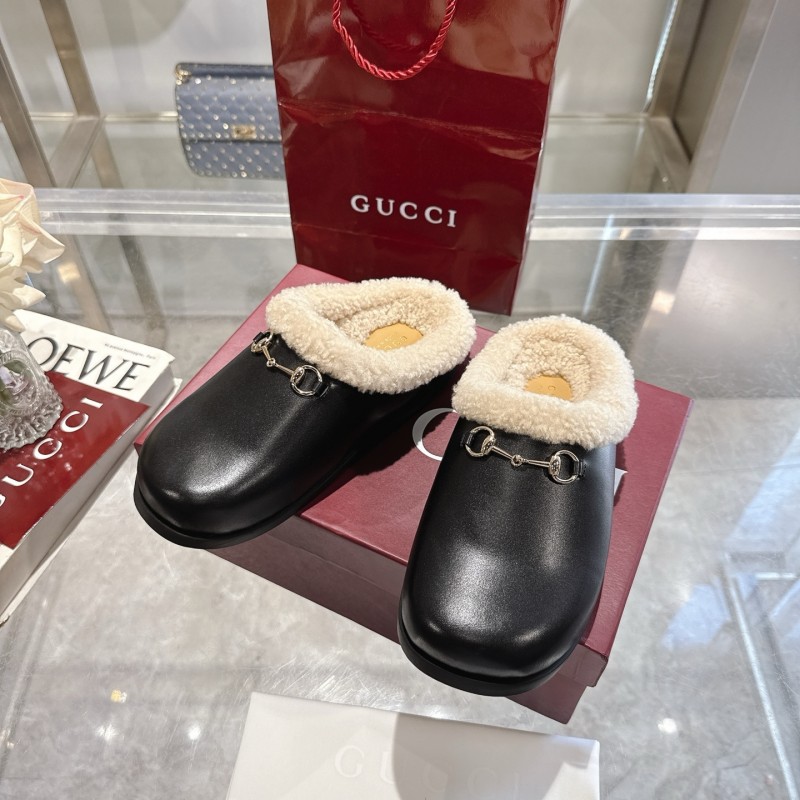 Gucci 2025 SS Autumn Winter New Suede Leather Horsebit Detail Women's Wool Loafers - LY00260