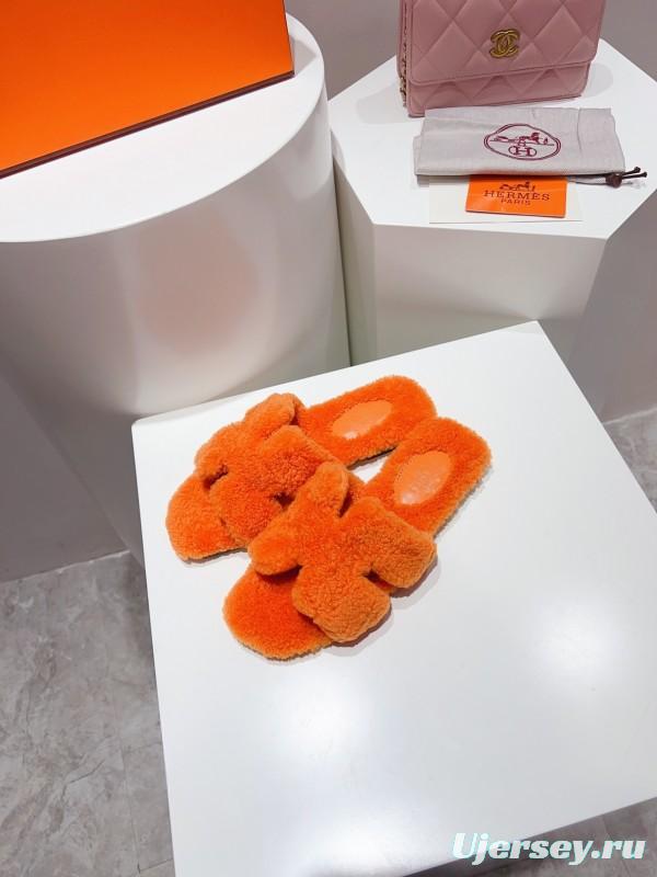 H Teddy Wool H Slippers Flat Sole Winter Edition - LY00240