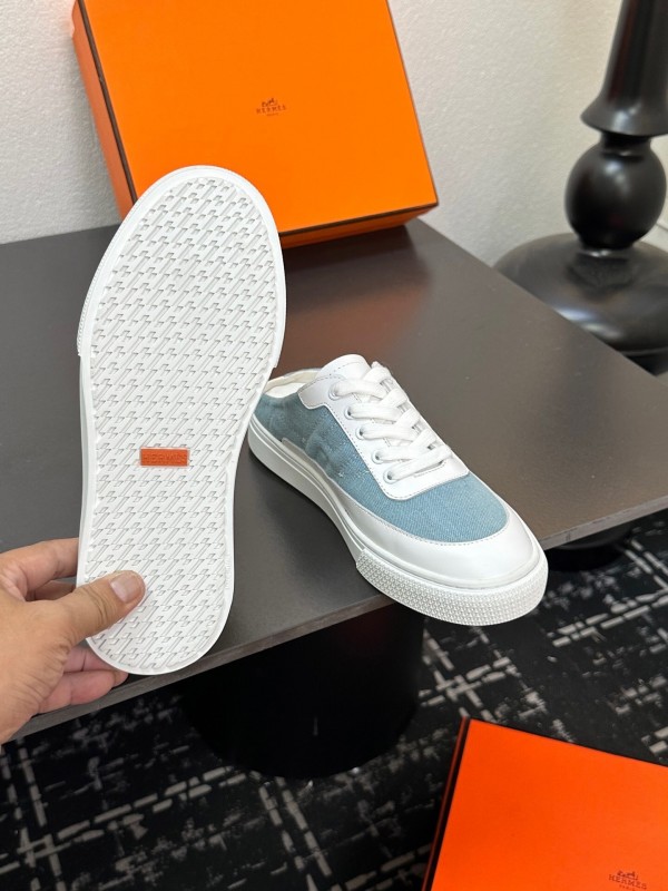 Hermès Deep Series Couple's White Sneakers Casual Skate Shoes - AS00320