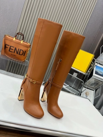 FENDI Delfina Round Toe Boots with FF Buckle - LY00520