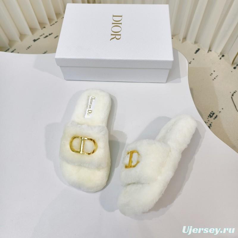 Dior Metal Buckle Wool Slippers Collection - LY00280