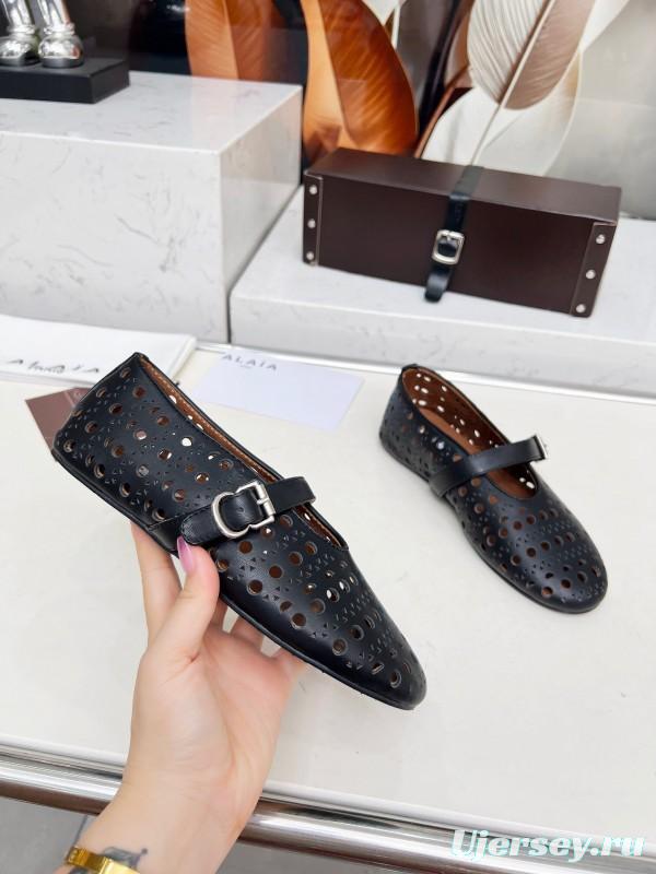 Alaia 2025/SS Perforated Ballet Flats - LY00320