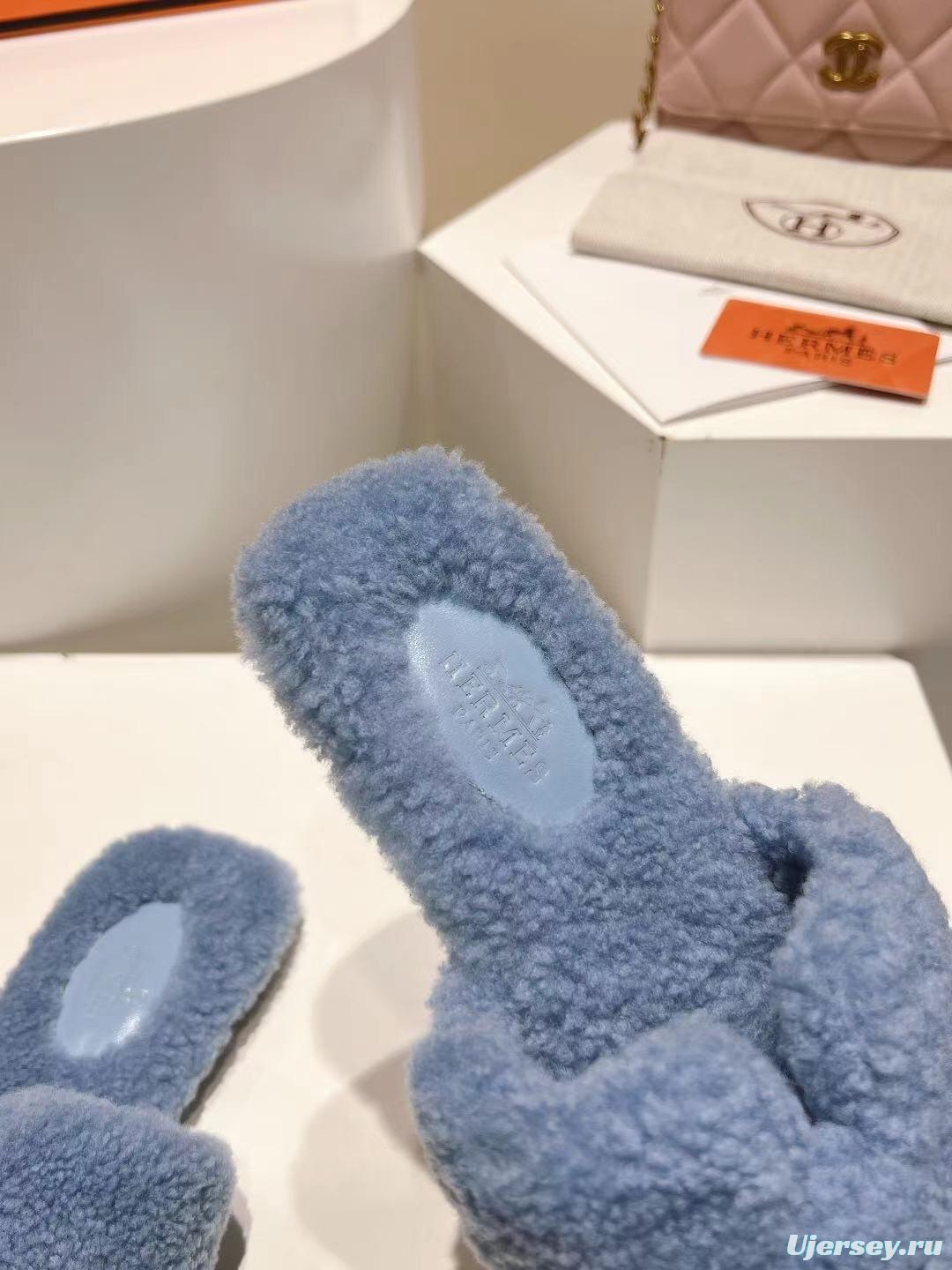 Hermès Teddy Wool Flat Slippers - LY00240