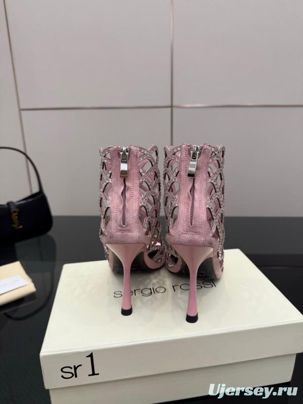 Sergio Rossi Mermaid Sandals 2025 SS Collection Elegant Fishnet High Heels - KFY00470