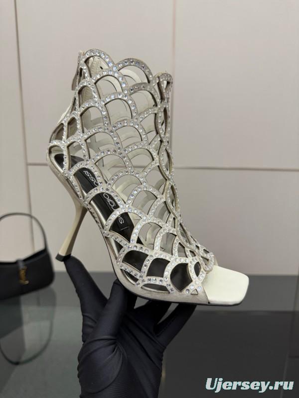 Sergio Rossi Mermaid Sandals 2025 SS Collection Elegant Fishnet High Heels - KFY00470