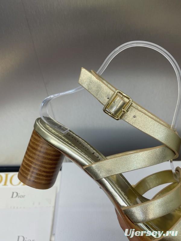 Dior D-Club Jelly Color Hollow Layered Cross Strap Mid Heel Women Shoes - KFY00290