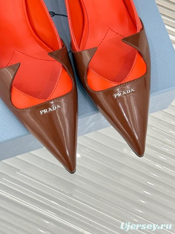 PRADA 2025/SS Catwalk Pointed Toe Kitten Heel Single Shoes - KFY00310