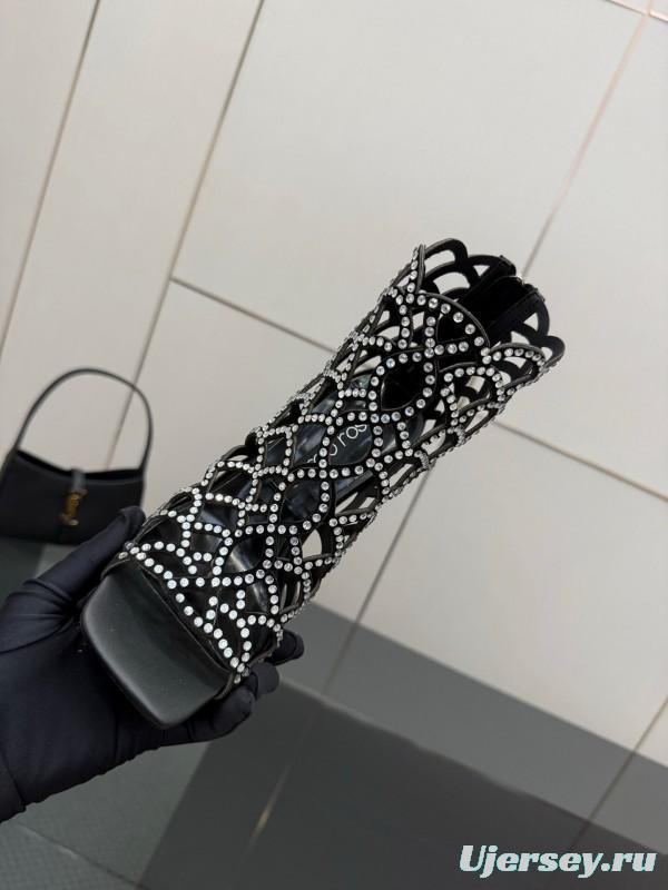 Sergio Rossi Mermaid Sandals 2025 SS Collection Fishnet High Heels - KFY00470