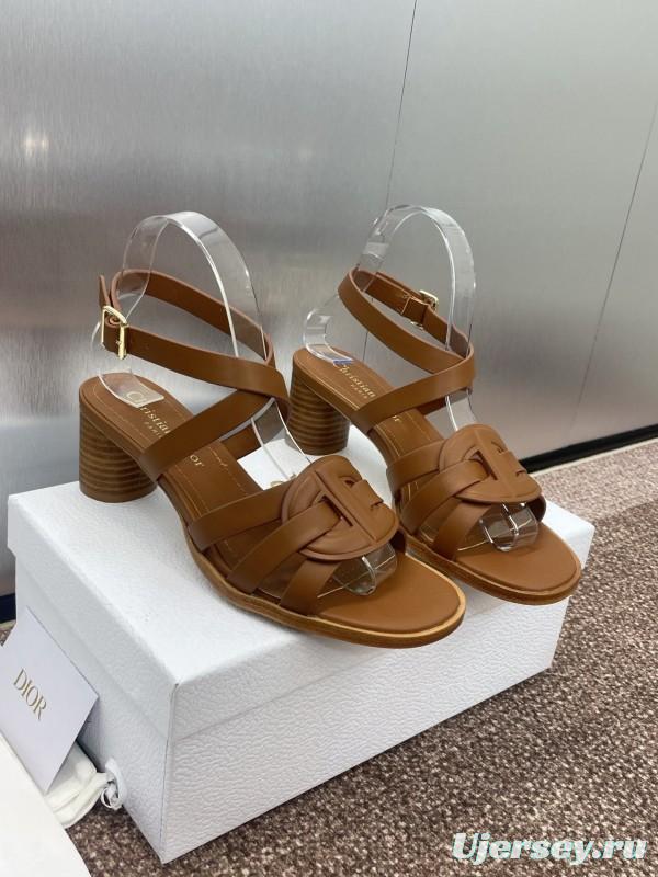 Dior D-Club Jelly Color Hollow Layered Cross Strap Mid Heel Women Shoes - KFY00290