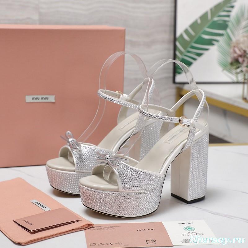MIUMIU Bling Bling Swarovski Crystal Sandals with 11.5cm Heel - KFY00340
