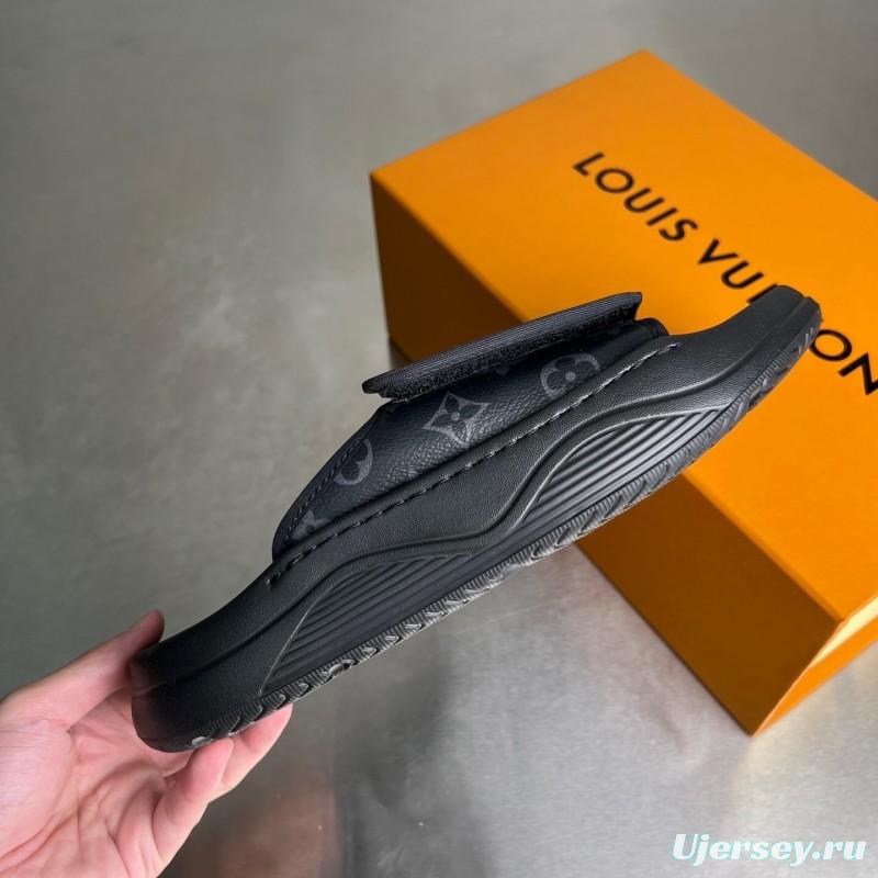 Louis Vuitton Miami Mule Slip-On Sandals with Hook-and-Loop Fastener - YC