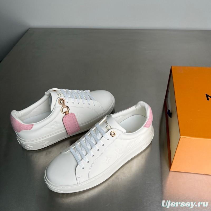 Louis Vuitton Takashi Murakami Time Out Cherry Blossom Leather Flat Low-Top Sneakers - YC