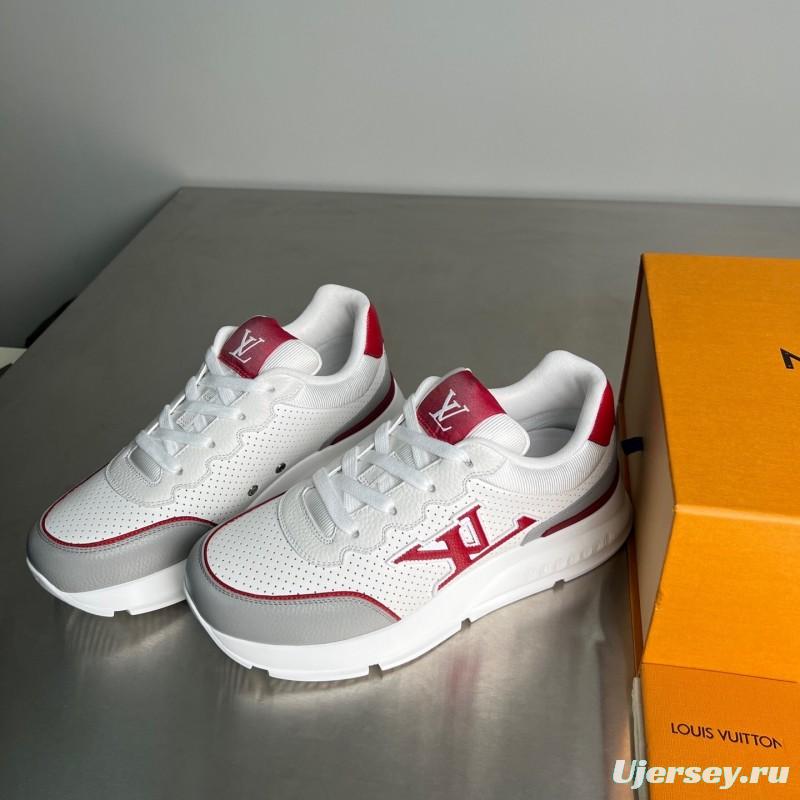 Lv Classic Leather Round Toe Lace-Up Low Top Casual Shoes for Men - YC