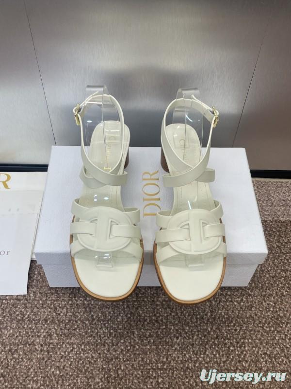 Dior D-Club Jelly Color Hollow Layered Cross Strap Mid Heel Women Shoes - KFY00290