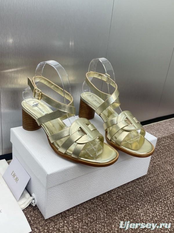 Dior D-Club Jelly Color Hollow Layered Cross Strap Mid Heel Women Shoes - KFY00290