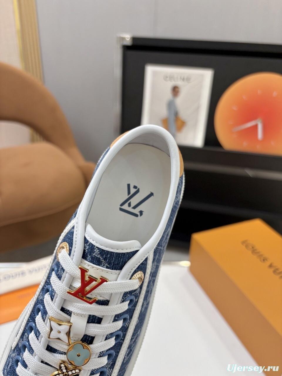 Louis Vuitton Lagoon Series Monogram Denim Sneakers with Leather Accents - AS00300