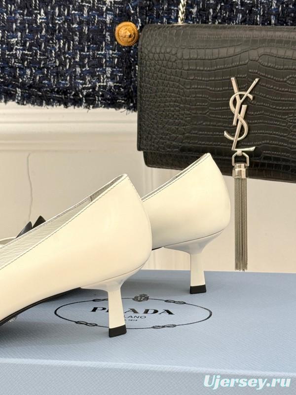 PRADA 2025/SS Catwalk Pointed Toe Kitten Heel Single Shoes - KFY00310