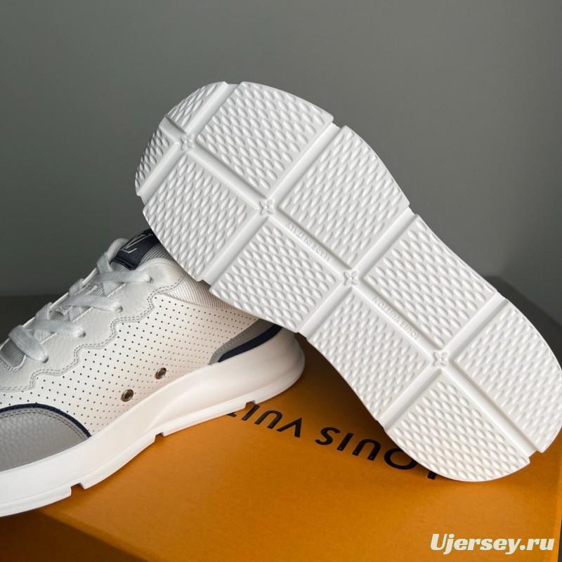 Lv Classic Leather Round Toe Lace-Up Low Top Casual Shoes - YC
