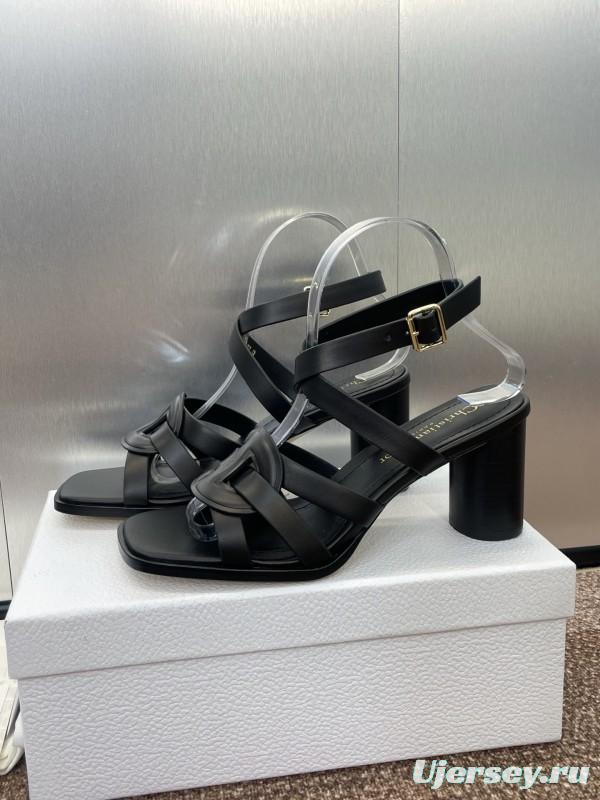 Dior D-Club Jelly Color Hollow Layered Cross Strap High Heel Women's Shoes - KFY00290