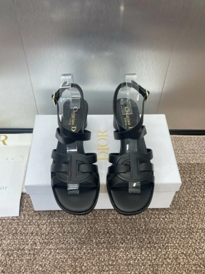 Dior D-Club Jelly Color Hollow Layered Cross Strap Mid Heel Women Shoes - KFY00290
