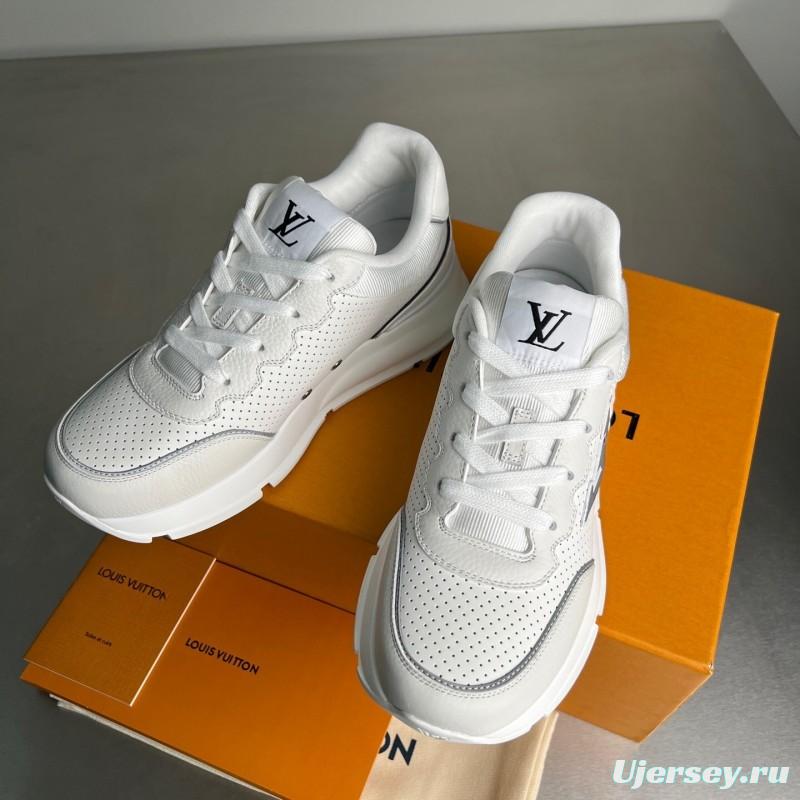 Lv Classic Leather Round Toe Lace-Up Low Top Casual Shoes - YC