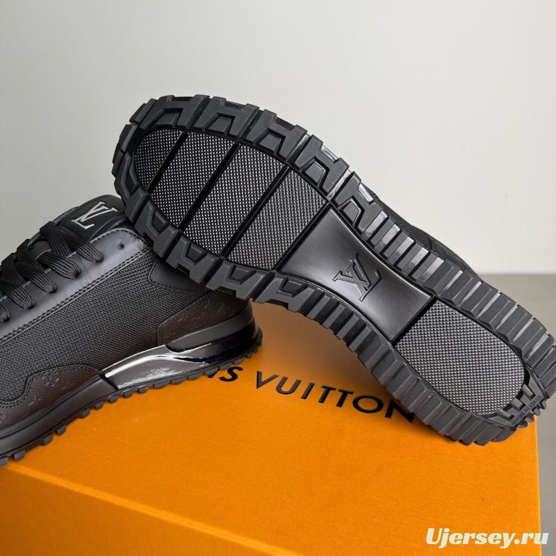 Louis Vuitton 2025 SS Run Away Calfskin Leather Round Toe Lace-Up Low Top Casual Lifestyle Shoes for Men - YC