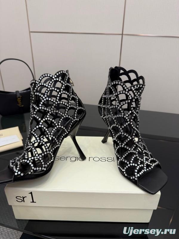 Sergio Rossi Mermaid Sandals 2025 SS Collection Fishnet High Heels - KFY00470