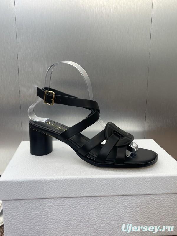 Dior D-Club Jelly Color Hollow Layered Cross Strap Mid Heel Women Shoes - KFY00290