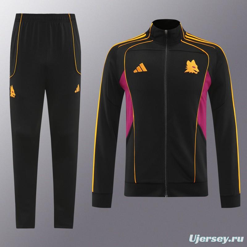 25/26 Roma Black Full Zipper Jacket+Long Pants