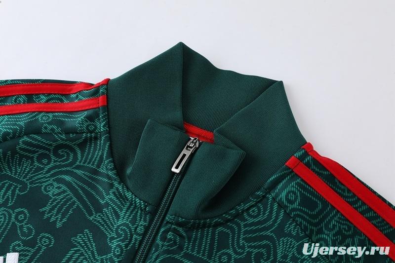 2025 Mexico Green Full Zipper Jacket+Long Pants