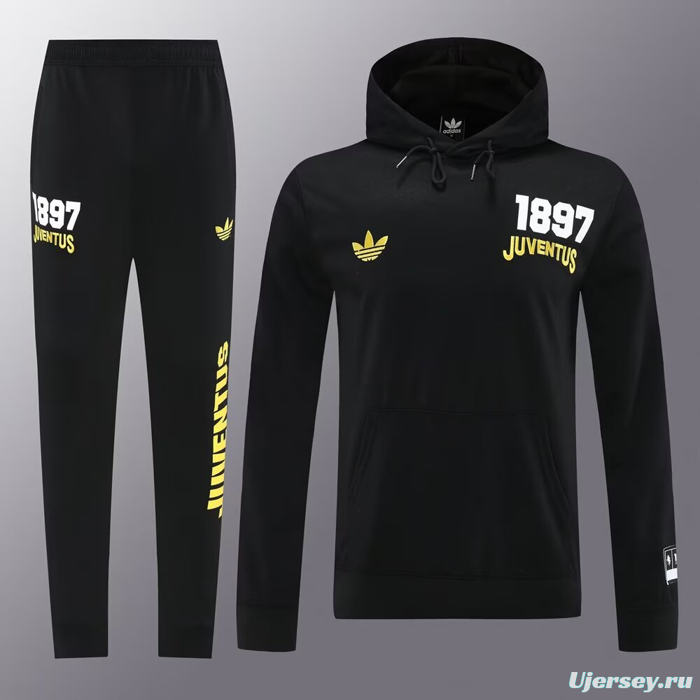 25/26 Juventus Black Sweatshirt Full Zipper Jacket+Long Pants